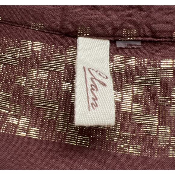 Elan Tiered Dress Womens Medium Brown Gold Babydoll Bell Sleeves Pull Over Boho - Picture 3 of 9